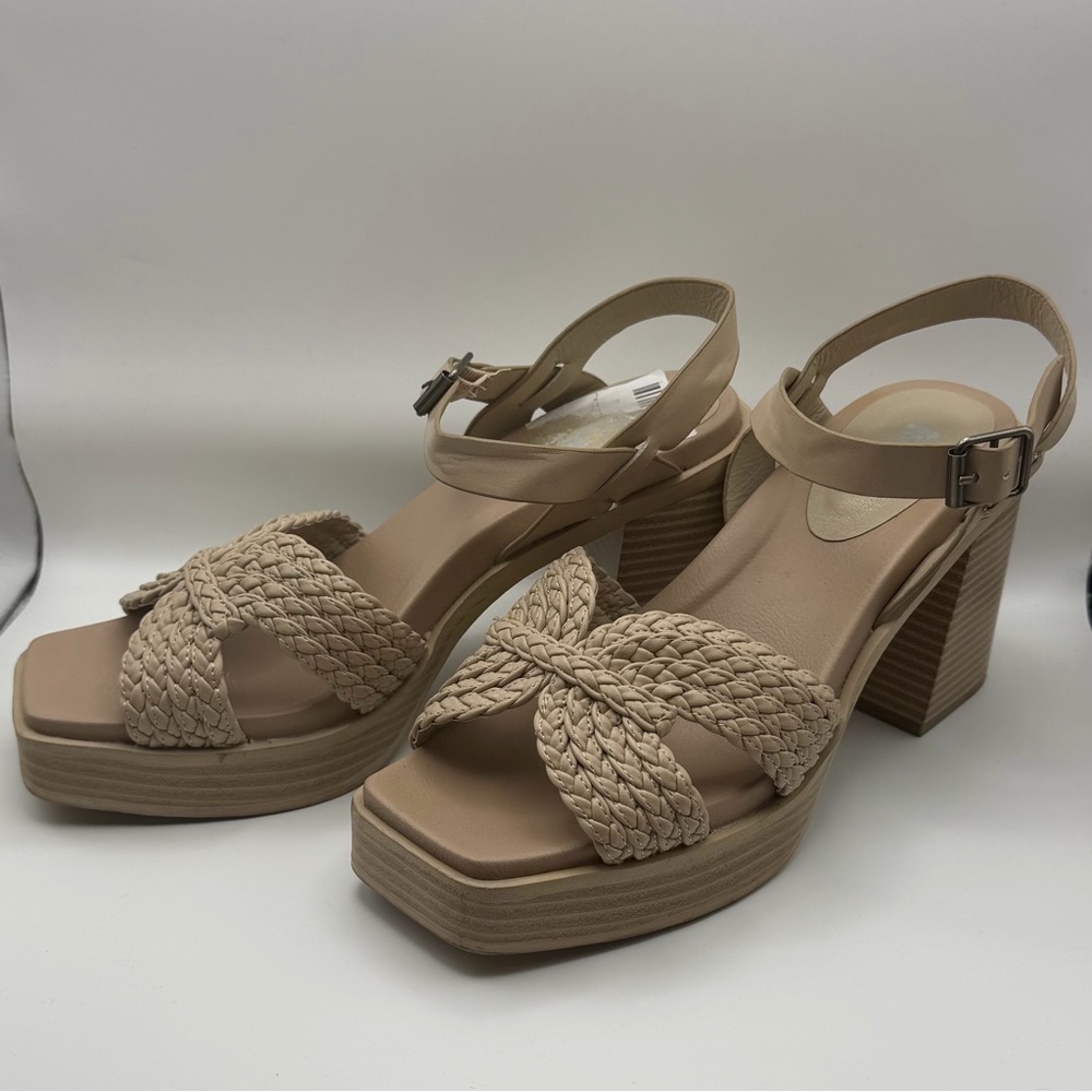 Women’s MIA Nude Platform Heels Size 8 (Fits 8.5) Braided Strap Chunky Sandals